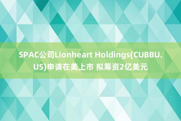 SPAC公司Lionheart Holdings(CUBBU.US)申请在美上市 拟筹资2亿美元